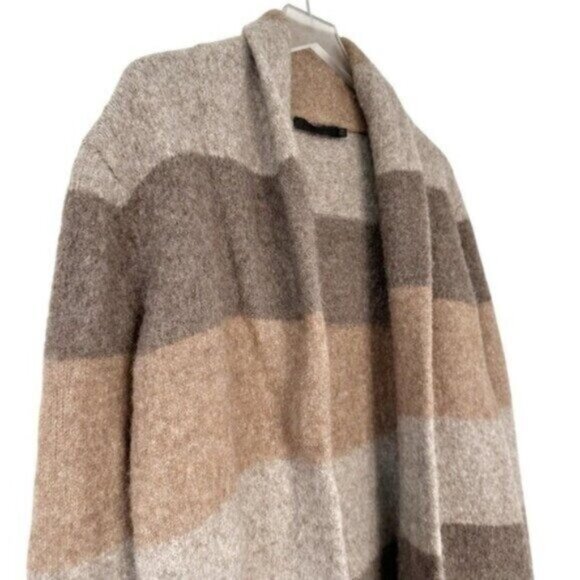 Jenni Kayne Yak Alpaca Wool Stone Stripe Long Cardigan Sweater Coat Size XS - Picture 5 of 12